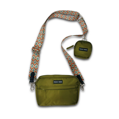 Dog Walking Bag & Purse – Green with Strap of Choice