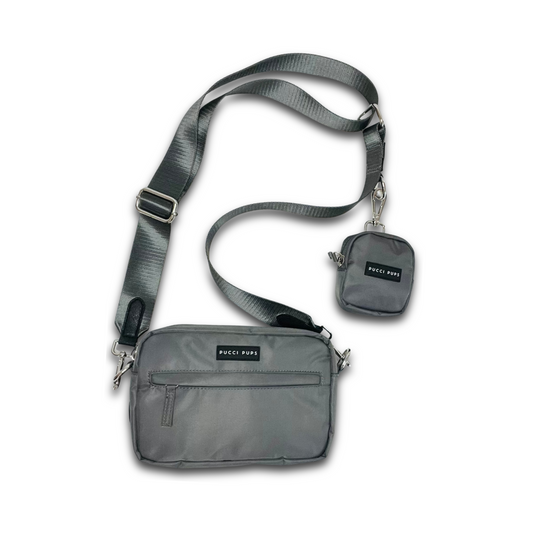 Dog Walking Bag & Purse – Grey with Strap of Choice