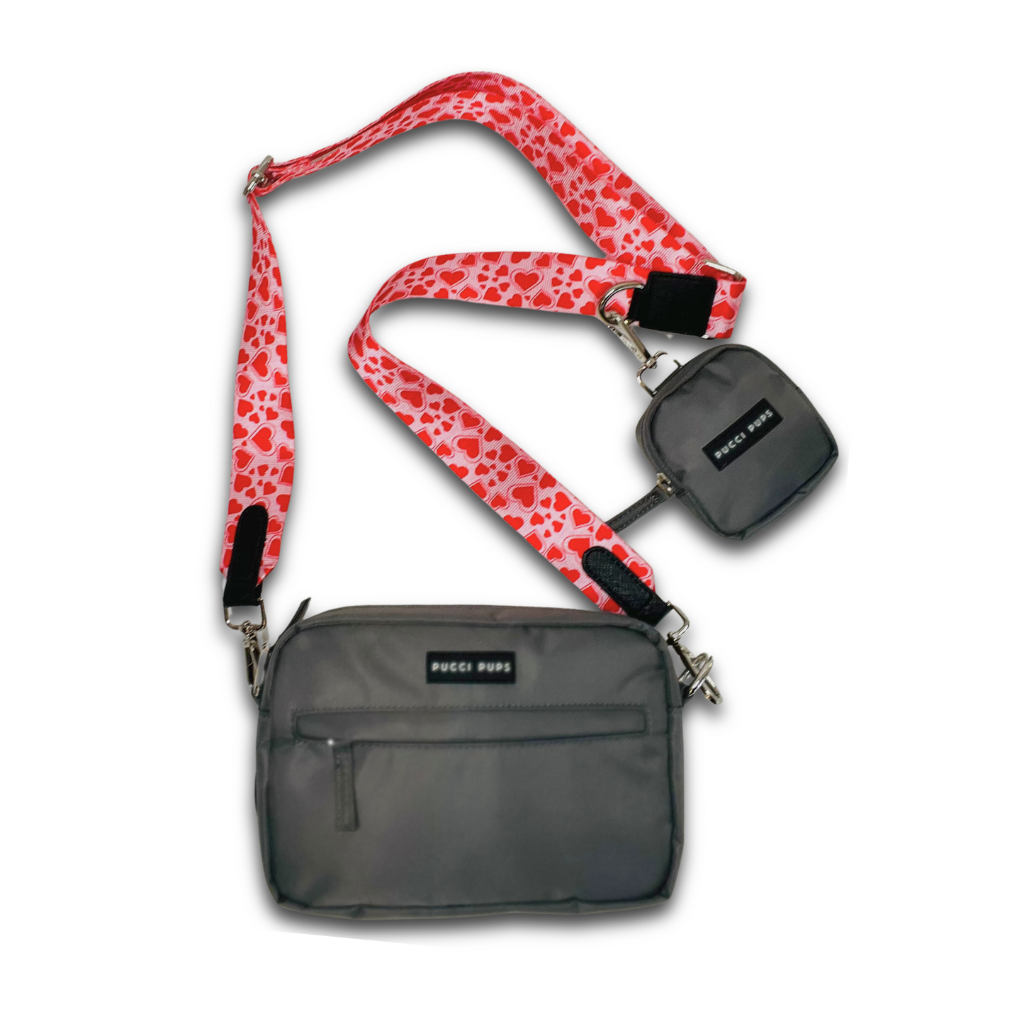 Dog Walking Bag & Purse – Grey with Strap of Choice