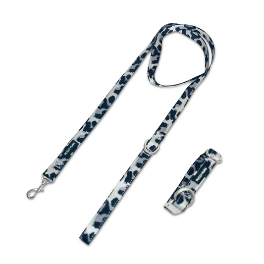 Dog Walking Collar & Lead Set – Grey Leopard